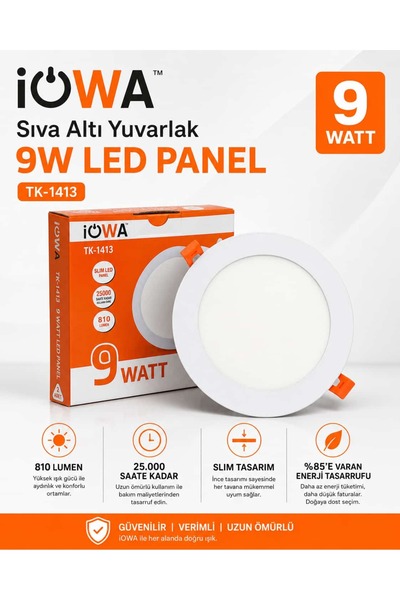 iOWA 9 W SLİM LED PANEL 4000 K