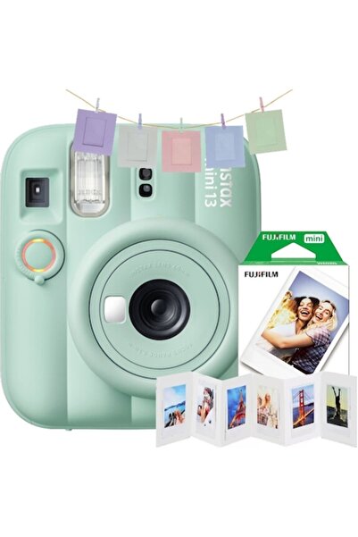 Fujifilm Set cadou Instax Mini 13 Verde Lagună, Verde + 10 filme foto + 10 ra...