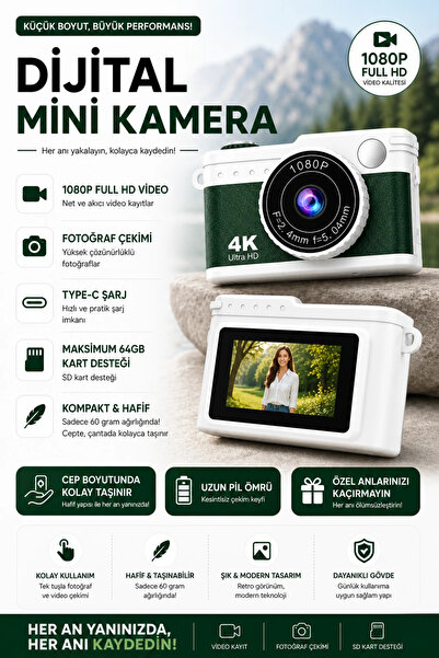 RoseandRoses Dijital Mini Kamera 1080P Yeşil