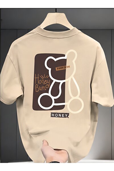 EURO CODE Honey Bear Printed Oversize Men's T-Shirt