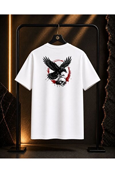 GOB Collection Unisex Kuru Kafa Ve Kartal Sırt Baskılı %100 Pamuk Oversize Bi...