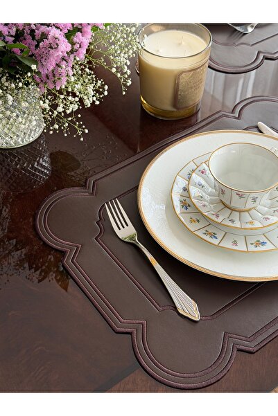 QBR Home Double-Sided Leather American Service Set. Brown (1 Piece)
