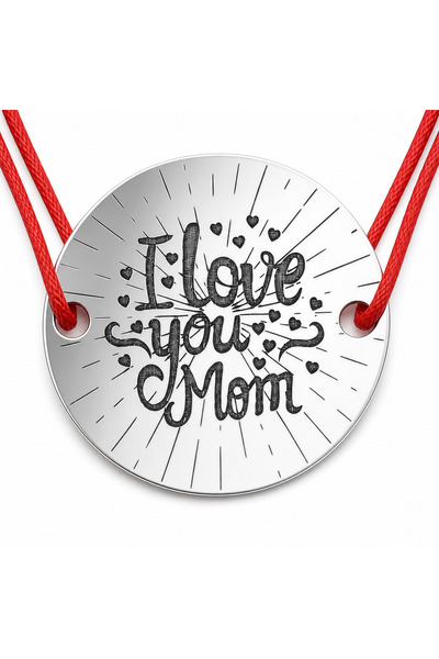 Simoshop 925 silver bracelet with coin I love you Mom, adjustable cord — gift...