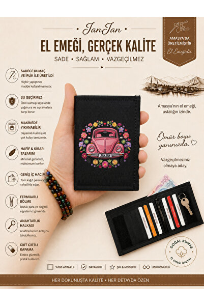 JANJAN Women's Fabric Wallet, Zipper Card Holder, Coin Wallet, with Keychain,...
