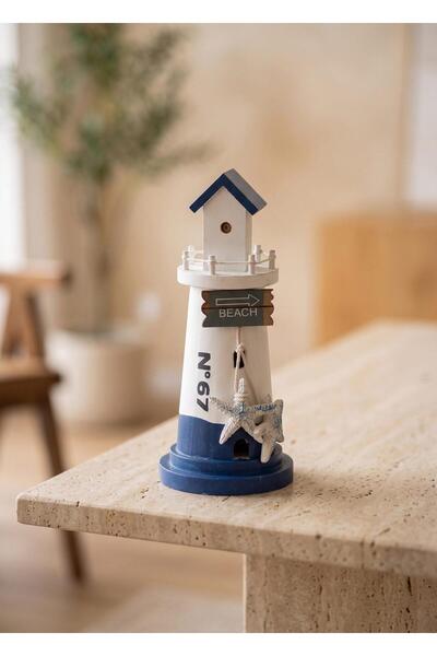 The Mia Marin Mavi Beyaz Deniz Feneri No 67 Obje 22 cm