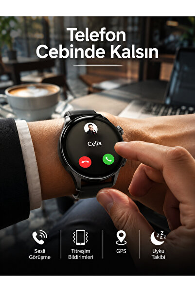 Lisinya Akıllı Saat Metal Kordonlu GPS ve NFC Uyumlu Arama Cevaplayan -