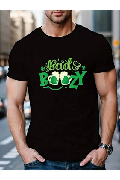 01THEONE تي شيرت صيفي للرجال والنساء بطباعة "Bad & Boozy" المرحة لعيد القديس ...