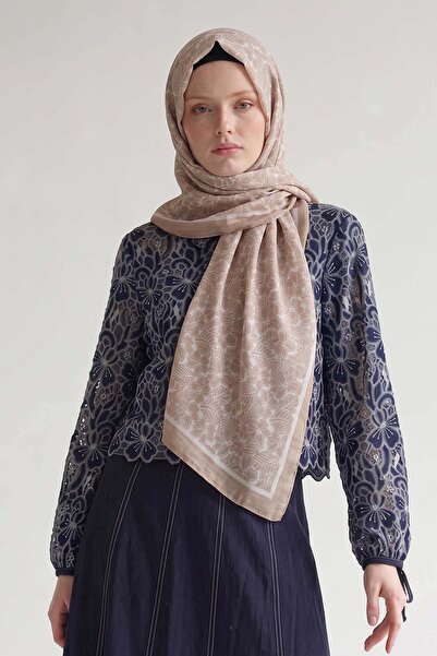 Levidor Milky Brown Violet Patterned Olera Shawl