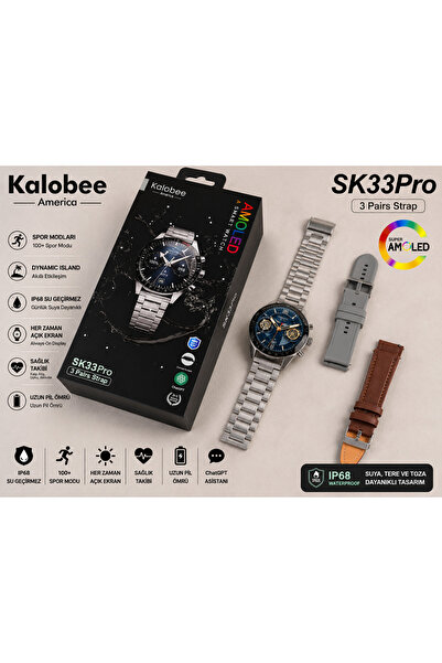 KALOBEE Watch Sk33 PRO Kordon Hediyeli Akıllı Saat Iphone Ve Android Tüm Telefonlara Uyumlu