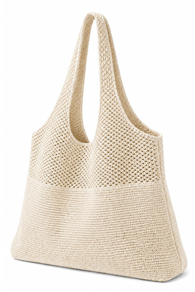 nisaNCa Women's Knitted Shoulder Bag Summer Beach Bag Unlined Mesh Bag Daily ...