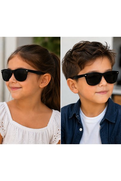 Bymiel Kids Unisex Black Uv400 Sunglasses – Stylish Design