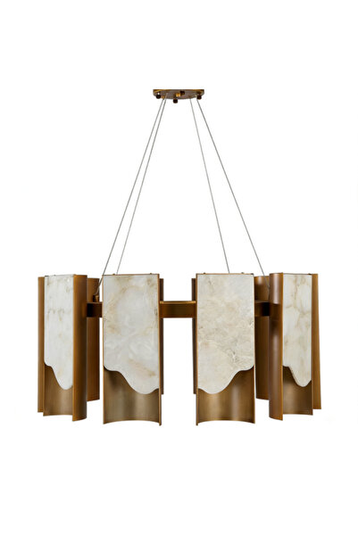 Siera Polaris Chandelier Natural Alabaster Marble with Solid Brass Frame-C 076