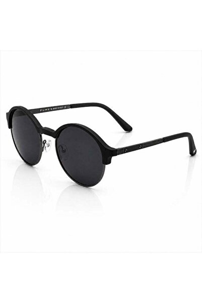 Fumes Classic Round Polarized Sunglasses for Men & Women, Matte Black Frame w...