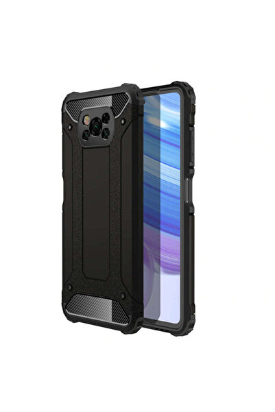 Techsuit Калъф за Xiaomi POCO X3 Pro, Хибриден брониран, черен - черен