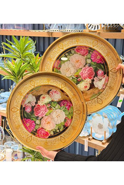 Onedekor 2li Daiys Flowers Lüks Tepsi