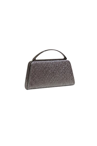 Sose Moda Elegant Evening Dress Bag with Sparkling Metal Handle - Platinum Gl...