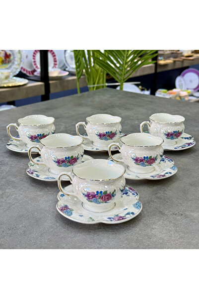 ACAR Lisette Porselen 6 Lı Pearl Fincan Takımı 90 Ml