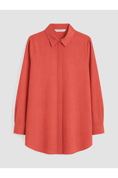 LC Waikiki Turuncu %100 Pamuklu Kadın Gömlek Tunik