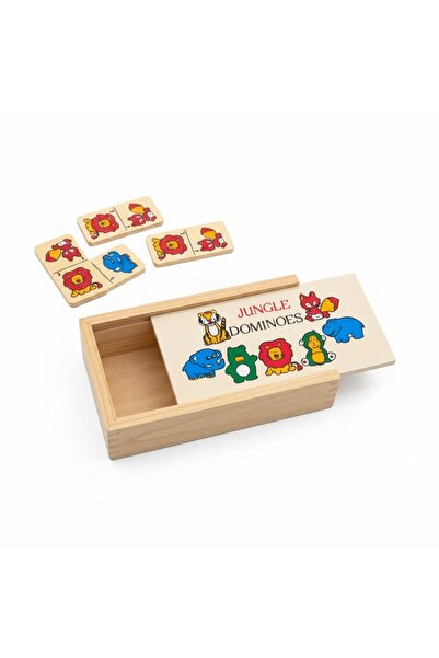 TUFY TOYS Wooden Forest Animals Domino Game - 28 Pieces Educational Domino Ga...