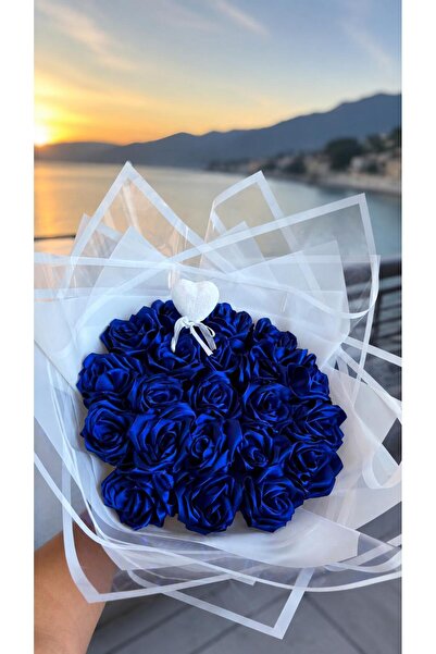 destiny flowers 20’li Lacivert Saten Gül Buketi – Solmayan Hediye – Özel Günl...