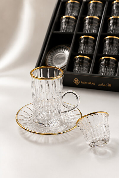 Alakhmas 36Pcs Embossed Pattern Coffee and Tea Set Gold or Silver Rimmed