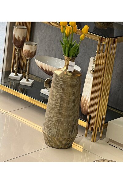 KARCILAR HOME STORE metal yer vazosu eskitme gold 24x66 cm