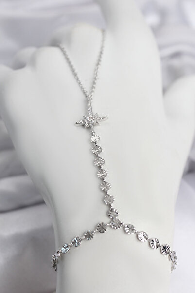 Mega Bazaar Silver Color Brass Pole Star Zircon Stone Shahmeran
