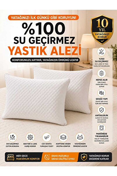 BİVA Desert Touch 100% Cotton Liquid Waterproof Pillow Protector 2 Pieces 50x...