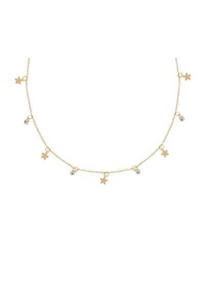JEWELS Colier damă cu lanț, model stras, lanț, auriu – bijuterie fină pentru ...