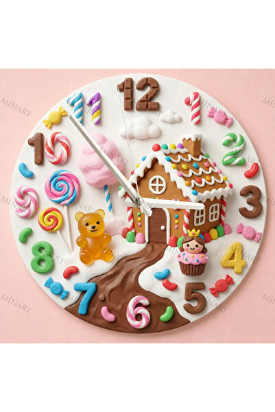 ensaat Fairytale Candyland Gingerbread Children's Room Wall Clock Silent Wood...