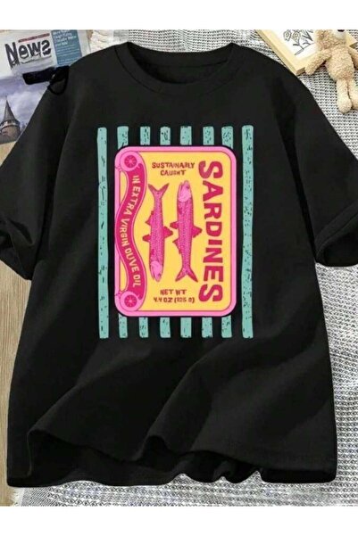 LİNA06 Sardine Graphic Retro Food Canned Fish Print Summer Coastal Aesthetic ...