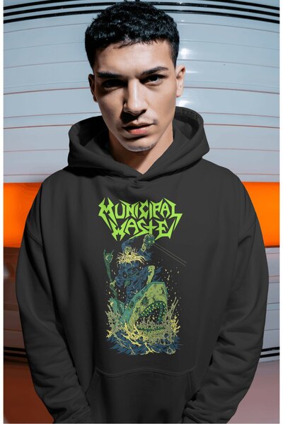 SEVBANO Municipal Waste Rock Metal Music Band Back Printed Unisex Oversize Pr...