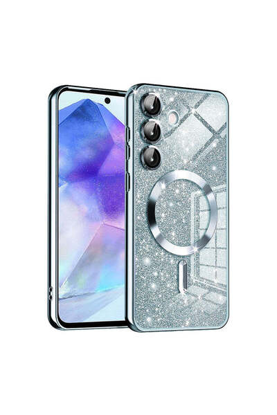 Techsuit Калъф за Samsung Galaxy A55 5G, Лукс Глитър MagSafe, син - син