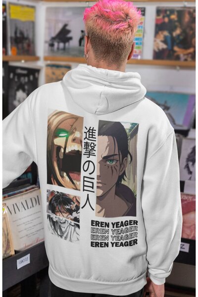 SEVBANO هودي من القطن الممشط مطبوع عليه أنمي Attack On Titan من Eren Yeager ل...