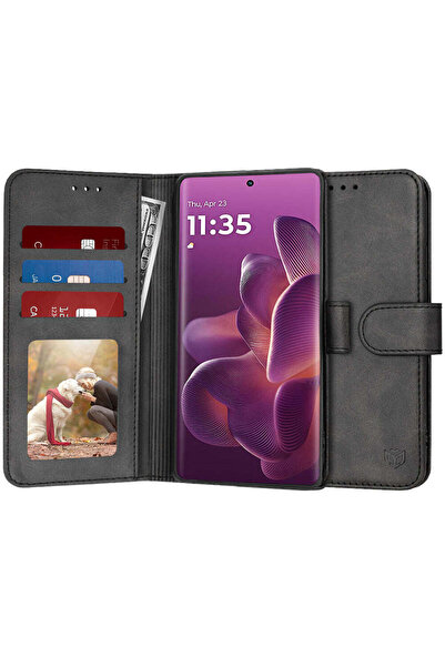 Techsuit Husă pentru Motorola Edge 60 Pro, tip agendă, negru - negru
