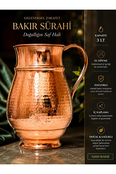 gulflower nude Bakır sürahi el dövme doğal su ve sağlık