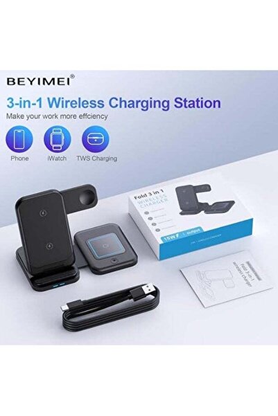 BEYIMEI Folding 3-in-1 Wireless Charger,15W Fast Charging Station for Watch 7...