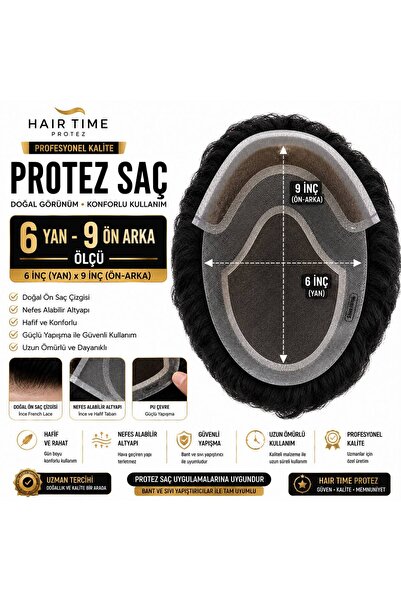 Hairtime 6.9 ÖLÇÜ PROTEZ SAÇ ERKEK GERÇEK İNSAN SAÇI HER YÖNE TARANABİLİR