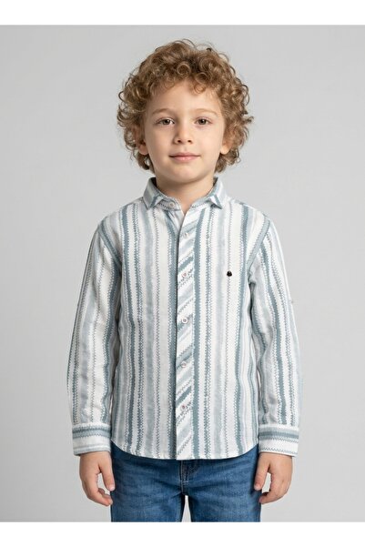 Babyqlo Boys Striped Cotton Long Sleeve Shirt