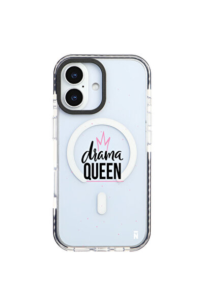 Casen iPhone 17 Yanları Siyah Magsafe Arty Şeffaf Drama Queen Tasarımlı Premi...