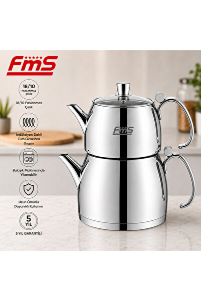 FMS Eli̇ra Family Size Teapot |   18/10 Stainless Steel |   Induction Base | ...