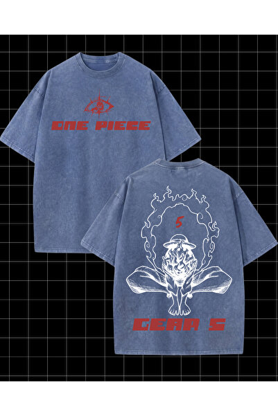Toum Anime One Piece Gear 5 štampana periva vintage unisex majica velikog izmera