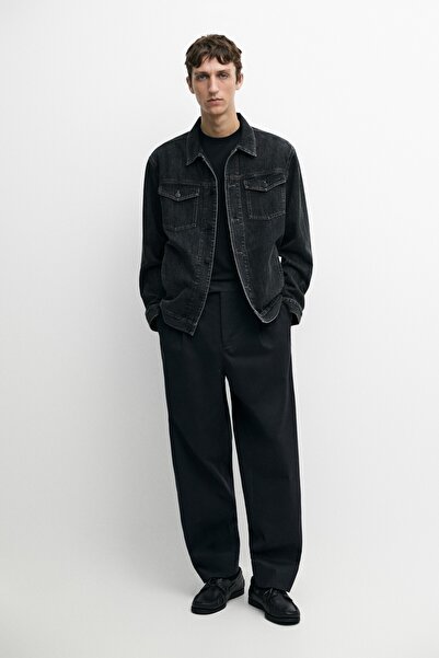 Massimo Dutti Regular fit pamuklu denim ceket