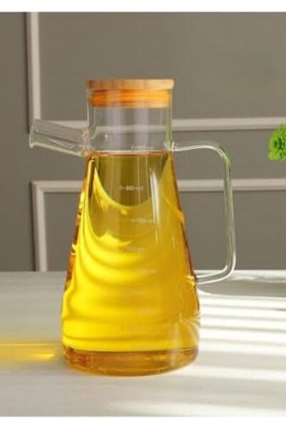 Yıldızan Borosilicate Glass Oil Pot with Bamboo Lid 900 ml Mit1070 1302237