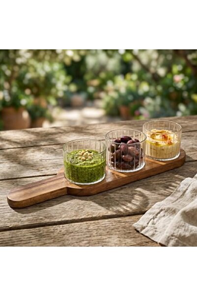Yıldızan Nexoratech 4-Piece Acacia Wood Presentation Plate Set - 40 cm with N...