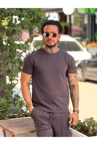 manch collection Regular Fit Basic Modal T-Shirt Brown