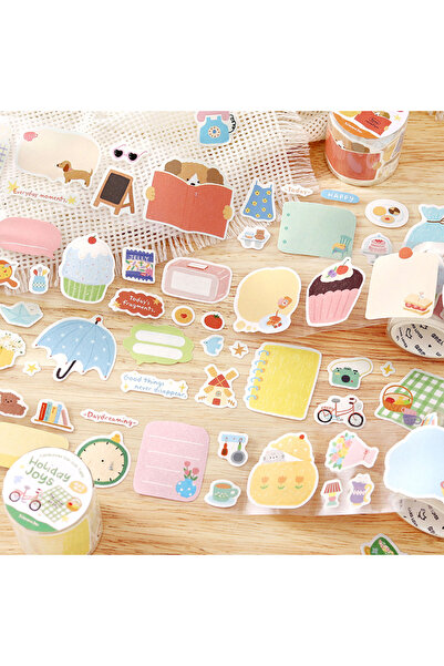 Choice7 A-D 50mmx3m Cartoon Die-Cutting Tape Cute Decor Self-Adhesive Creativ...