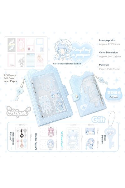 Choice1 Blue-vertical RosyPosy Pumpum Cat Ear A6 Loose Leaf Journal Notebook ...