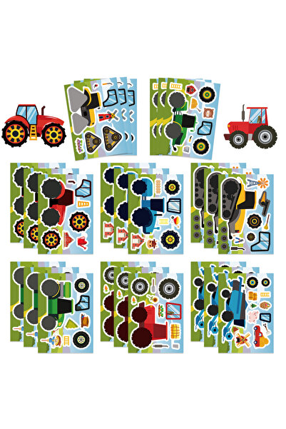Choice 16PCS 8/16/24PCS Puzzle Stickers Cartoon Engineering Car Make a Face S...