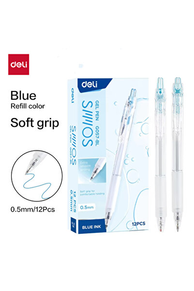Choice Deli 0.5mm Blue 1Box DELI Office Gel Pen Set 12/Box 0.5mm Soft Grip Pe...
